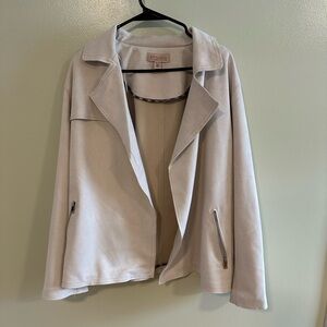 NWOT Philosophy light beige faux leather moto-style jacket